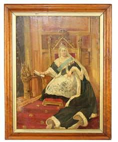 Oil on board painting portrait of Queen Victoria