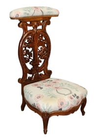 French pierce carved walnut prayer chair