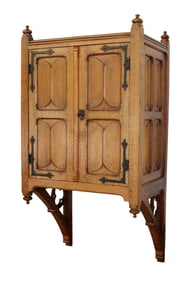 French Gothic Revival wall mount 2 door cabinet