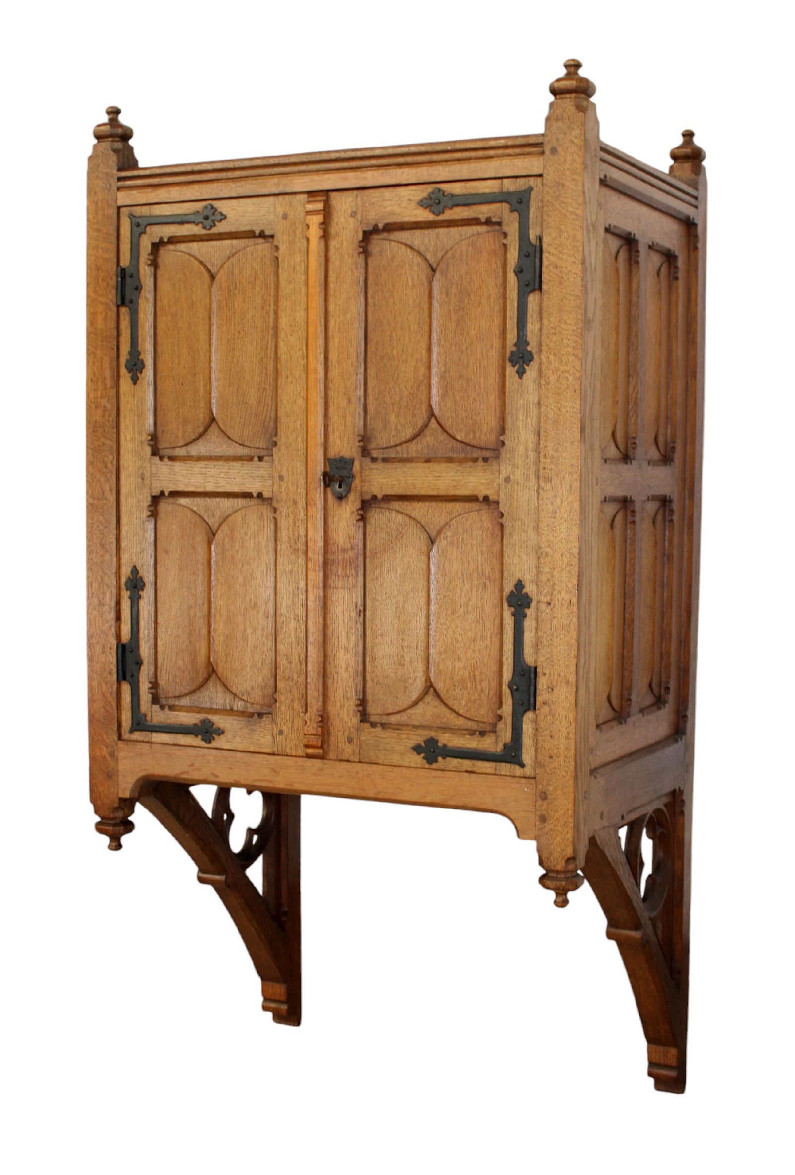 French Gothic Revival wall mount 2 door cabinet (1 of 10)