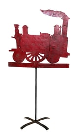 French painted iron train form sign