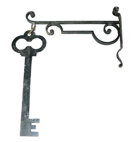 French wrought iron trade sign with key