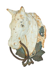 French cast iron horse head hitching post with painted finish
