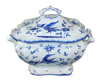 French Moustiers faience tureen with lid