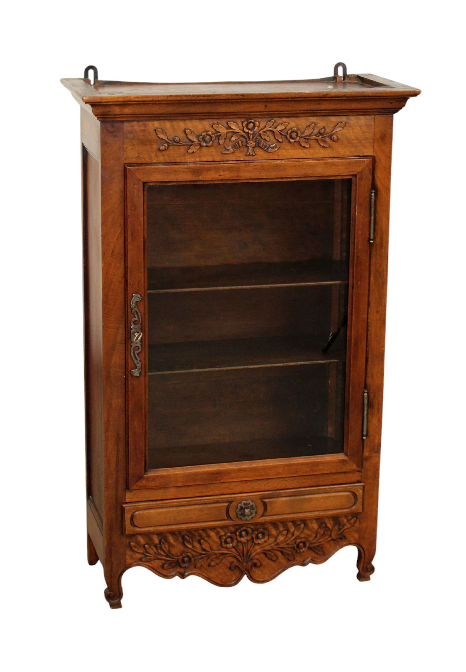 French Provincial verrio wall cabinet in walnut (1 of 9)