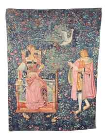 French Artis Flora printed tapestry after La Lecture