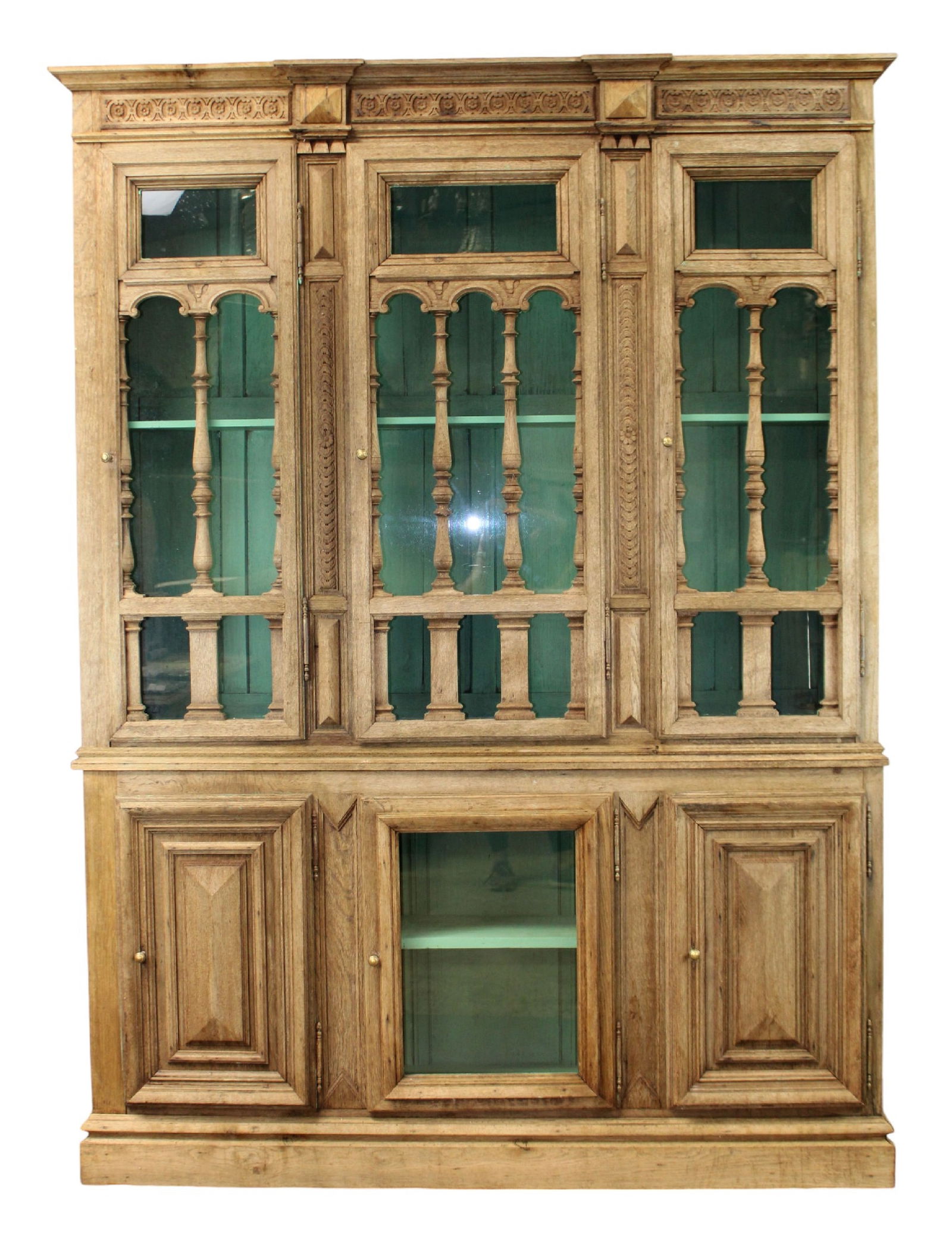 French bleached oak bookcase with painted interior (1 of 18)