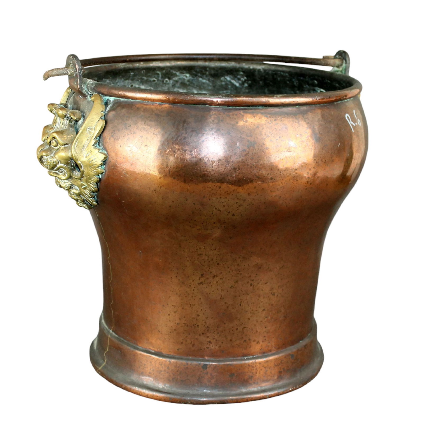 French copper pail with bronze griffin mount and iron handle (1 of 9)