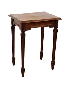 French small side table in oak on tapered legs