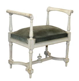 French Louis XVI style backless bench with painted finish