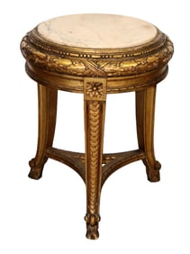 French neoclassical giltwood pedestal with marble top