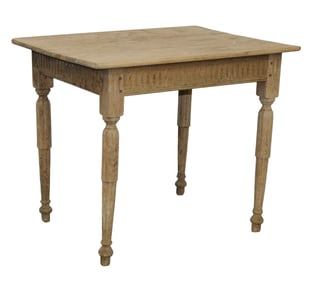 French Louis XVI style tapered leg side table in bleached oak