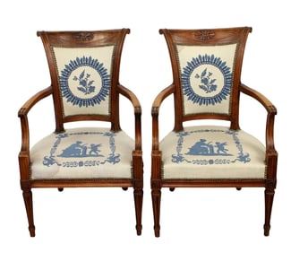 Pair of French Louis XVI style armchairs