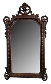 Large French carved oak mirror