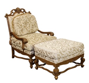 Tomlinson Erwin Lambuth upholstered chair and ottoman