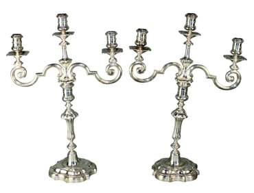 Pair of English silverplate candelabra