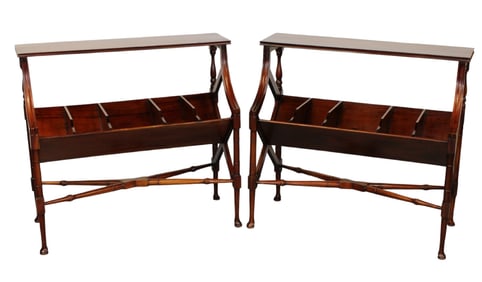 Pair of Chippendale style book trough tables in mahogany