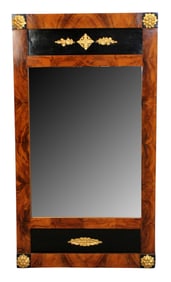 Empire style mirror in burl walnut with bronze mounts