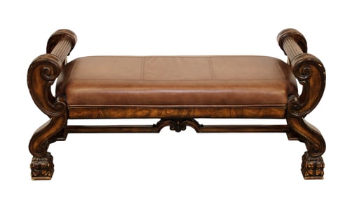Rolled arm style mahogany bench