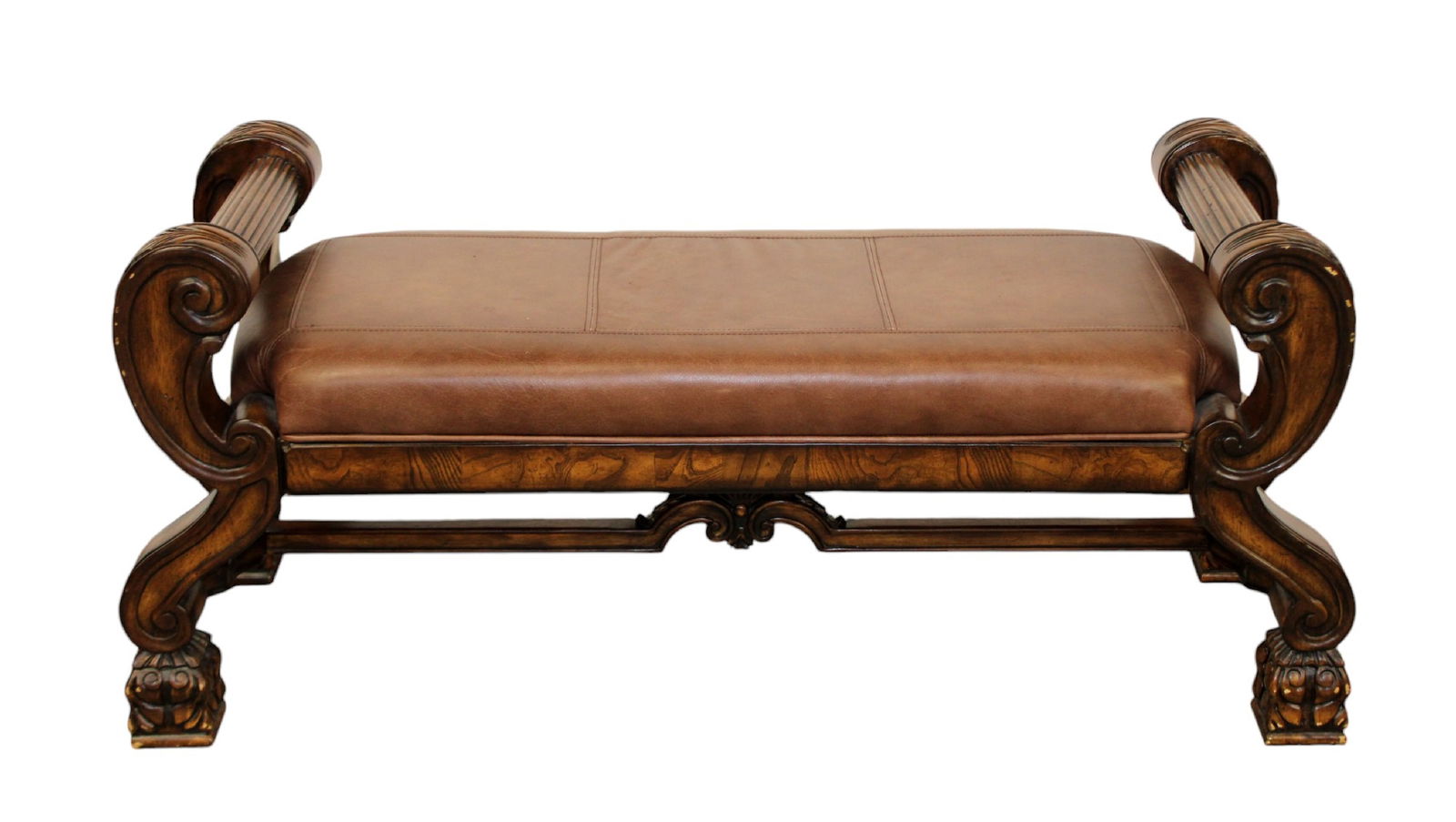 Rolled arm style mahogany bench (1 of 8)