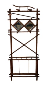 Bamboo hall tree with diamond shaped mirrors