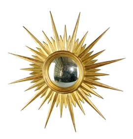 French gold leaf wooden sunburst mirror