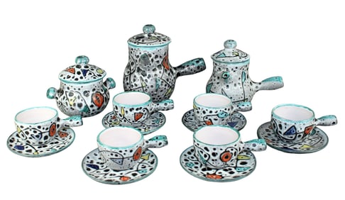 French mid century pottery coffee service