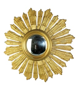French sunburst mirror with convex glass