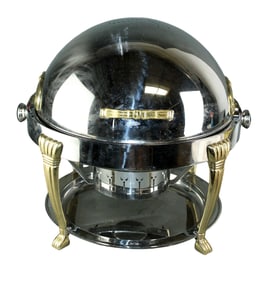 Chrome and bronze hotel chafing dish