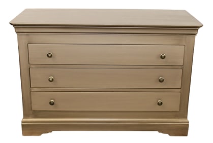 French Louis Philippe style silver painted 3 drawer commode