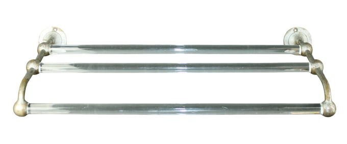 French chrome and glass 3 bar wall mount towel rack