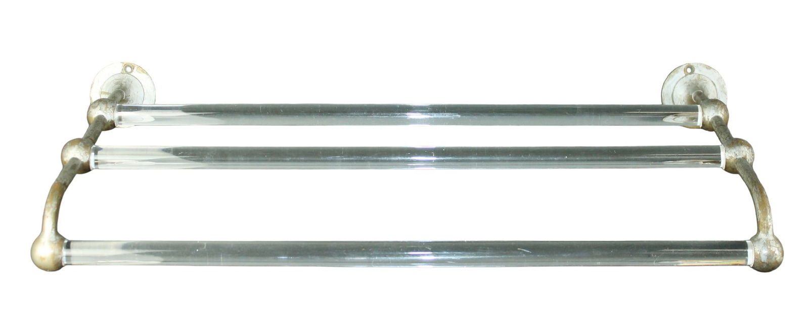French chrome and glass 3 bar wall mount towel rack (1 of 7)