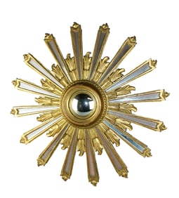 Spanish giltwood sunburst mirror