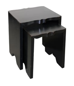 Pair of Baker ebony finish nesting side tables