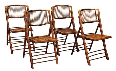 Set of 4 bamboo folding chairs