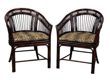 Pair of horseshoe bamboo armchairs