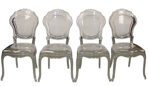 Set of 4 Italian Belle Epoque acrylic chairs