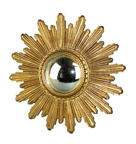 Diminutive French cast sunburst mirror
