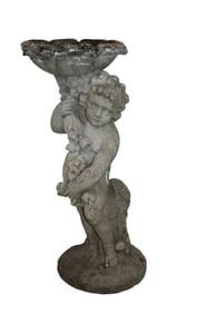Cast garden stone fountain with cherub