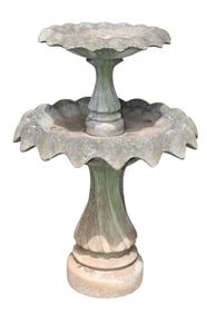 Cast concrete tiered fountain