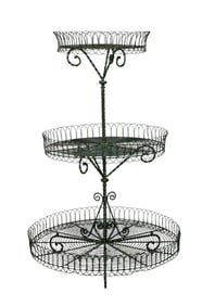 Large painted woven metal 3 tiered plant stand