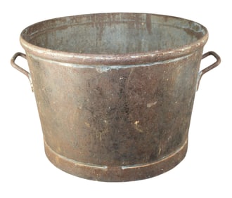 Antique iron cauldron with handles