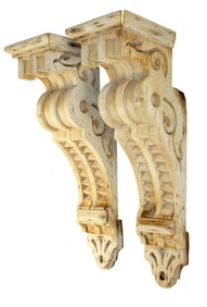 Pair of American pine architectural corbels
