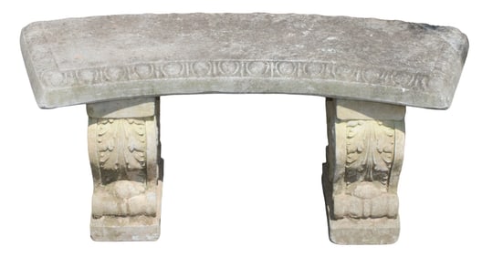Cast garden stone curved bench