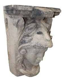 Garden stone architectural corbel with figural mask