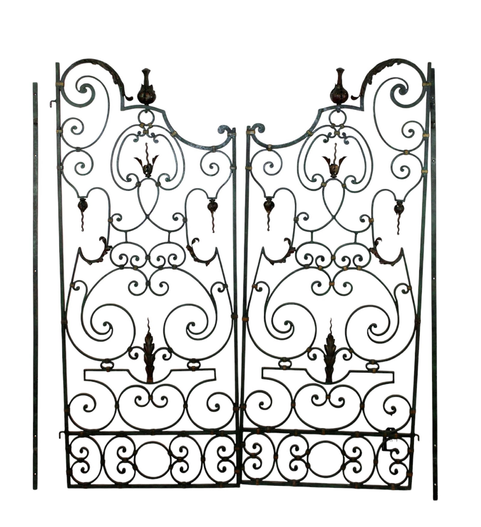 Pair of French verdigris scrolled iron garden gates (1 of 11)
