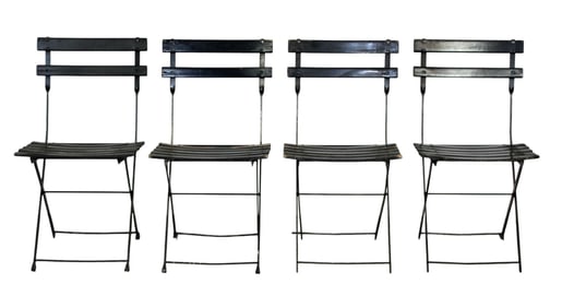 Set of 4 painted folding bistro chairs