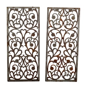 Pair of scrolled iron panels