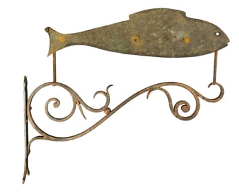 French wrought iron trade sign with fish