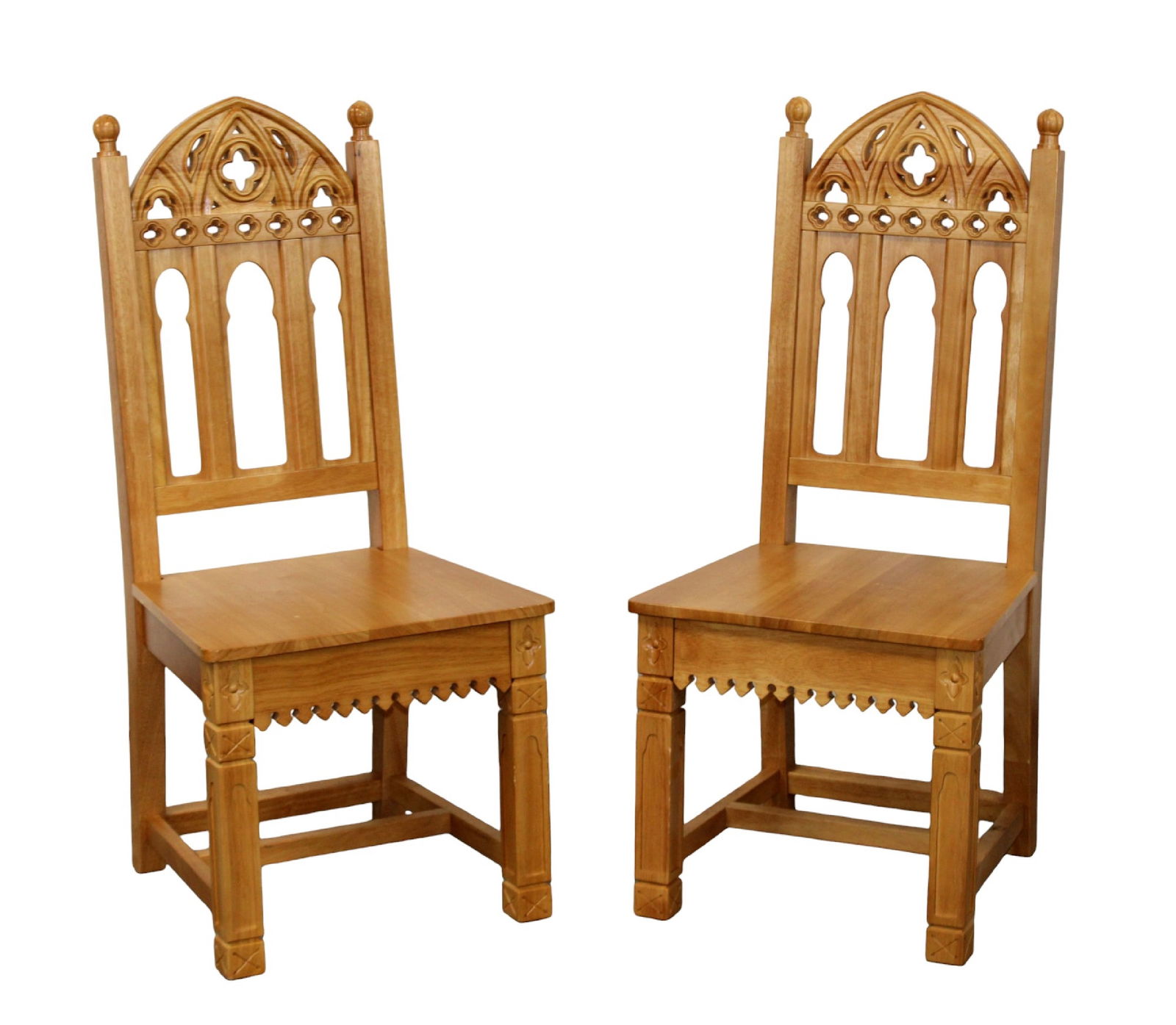 Pair of Robert Smith Gothic Revival side chairs in maple (1 of 7)